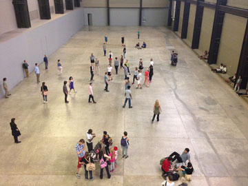 groups of people meeting in museum space