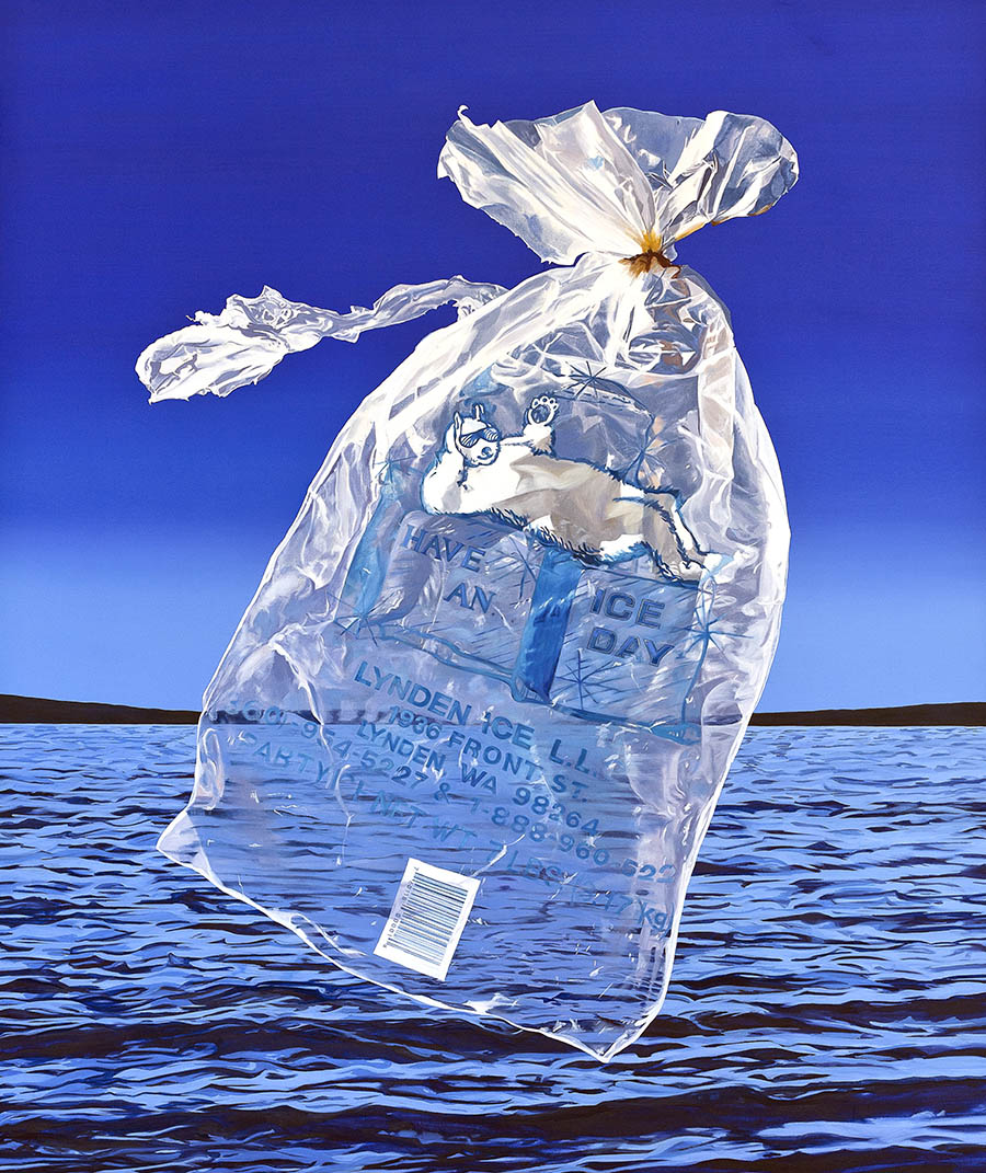 realist painting of plastic bag