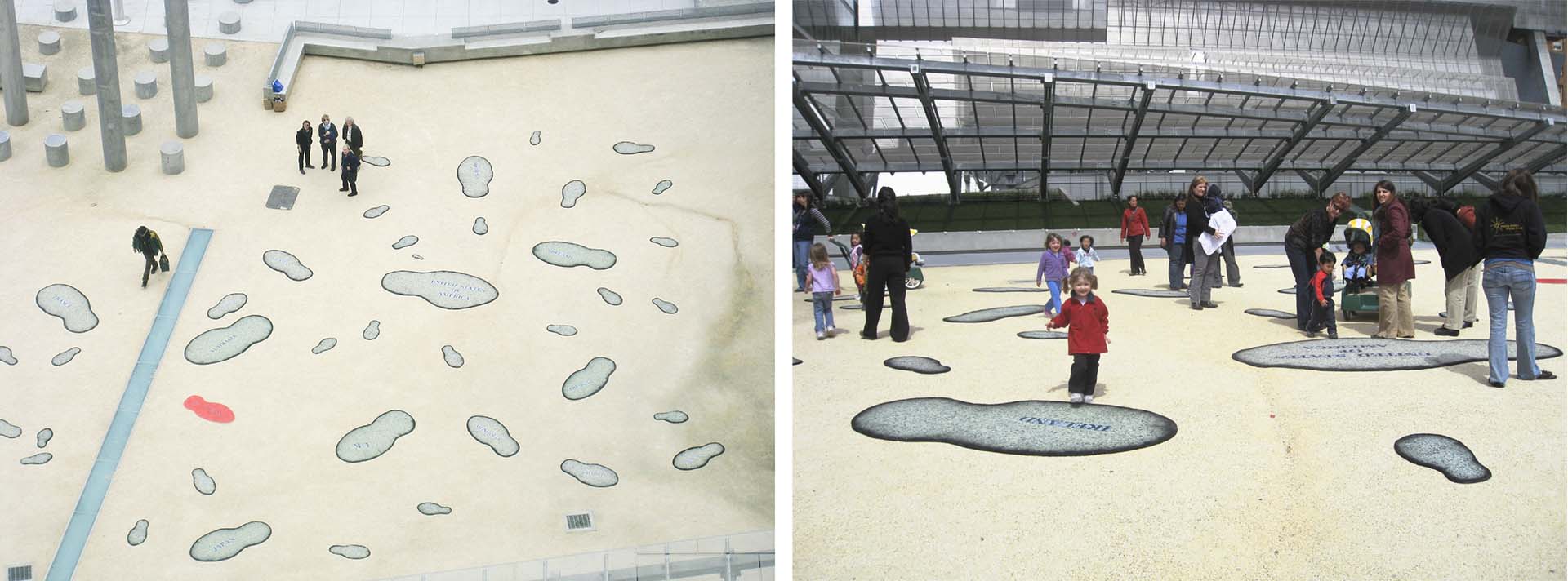 installation of footprints made of carpet padding