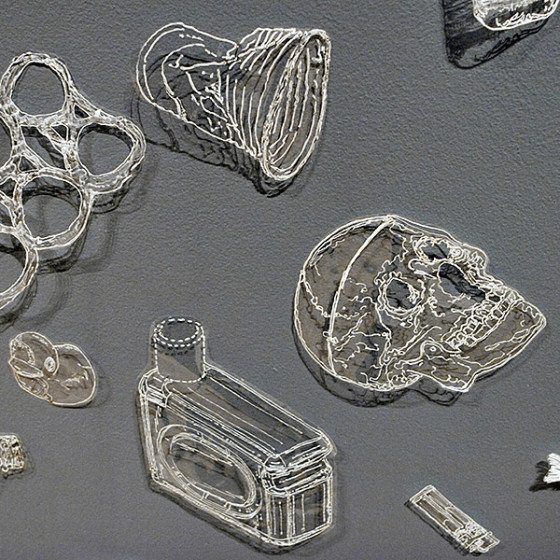 drawings of sea life and trash made from plastic