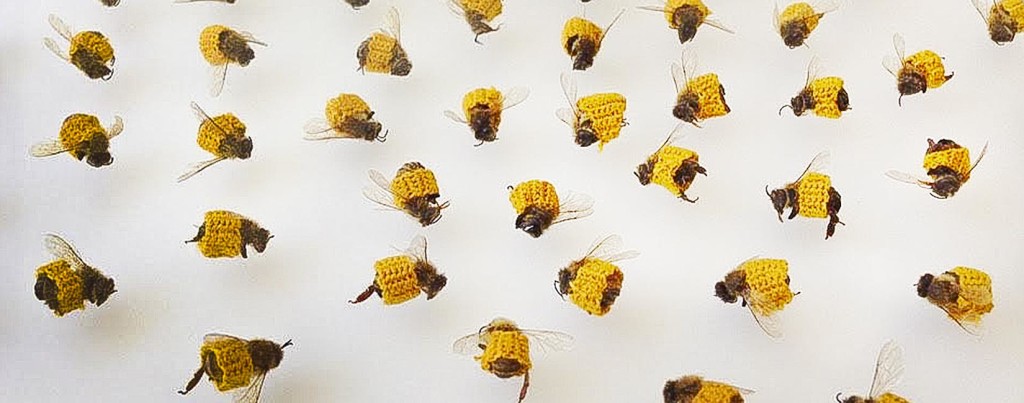Bees with crocheted bandages