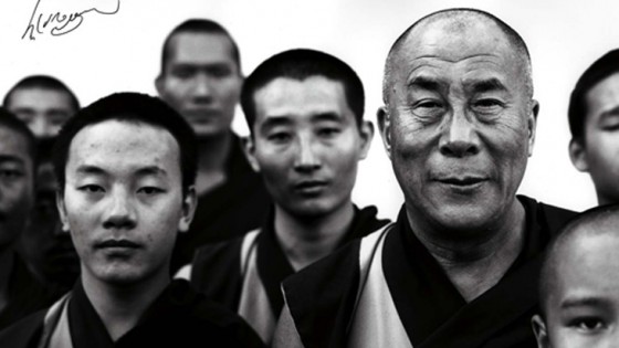 monks with the Dalai Lama