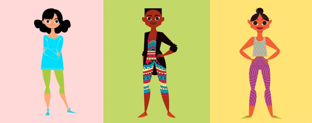 three women rendered as illustrations