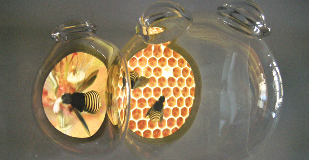bees in glass balls
