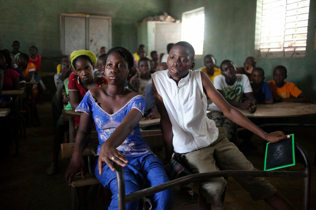 children from Senegal in classroom