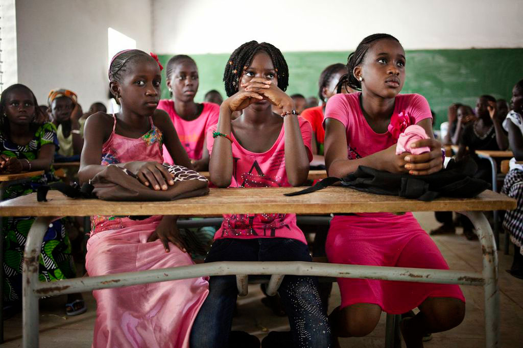 girls from Senegal sitting in classroom