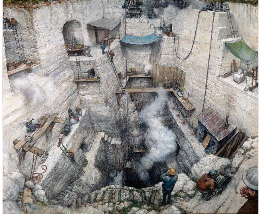 quarry pit with workers