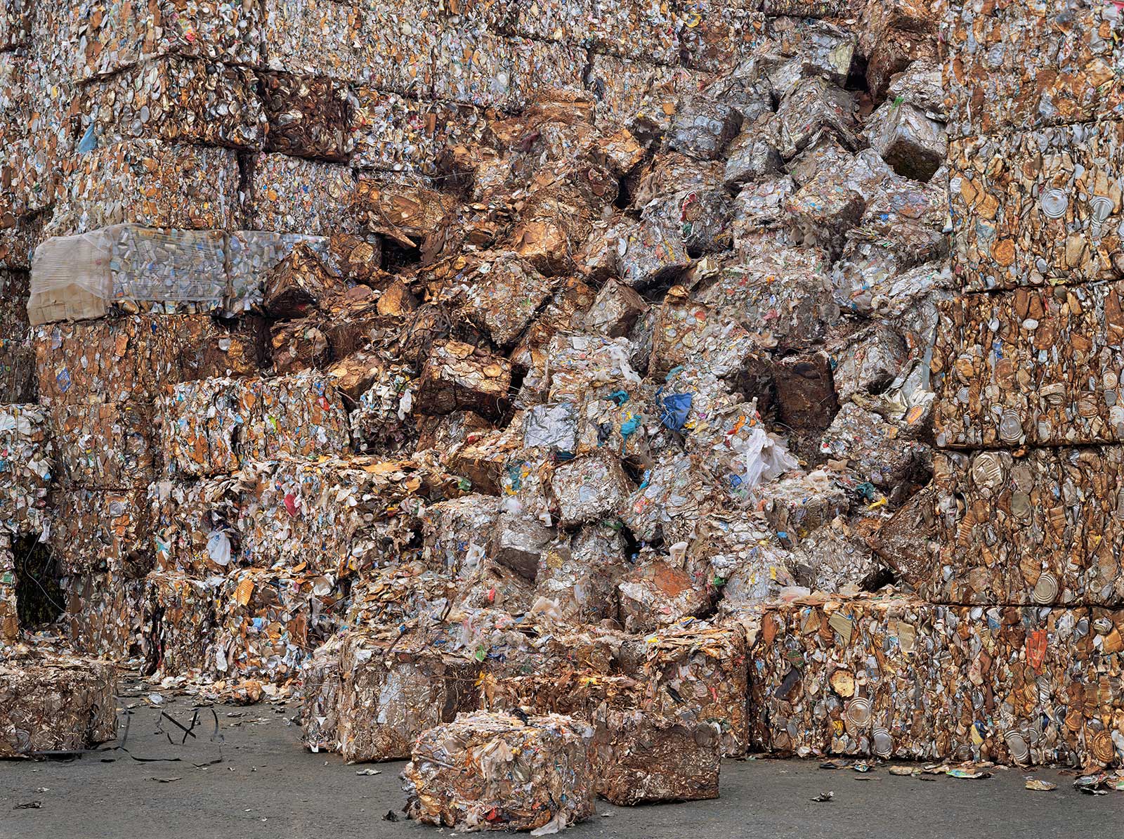 compacted trash in recycling yard