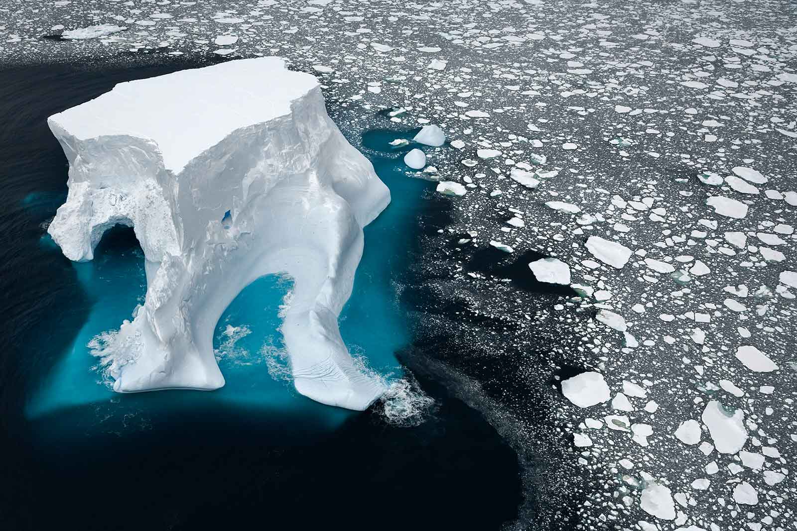 iceberg and ice fragments