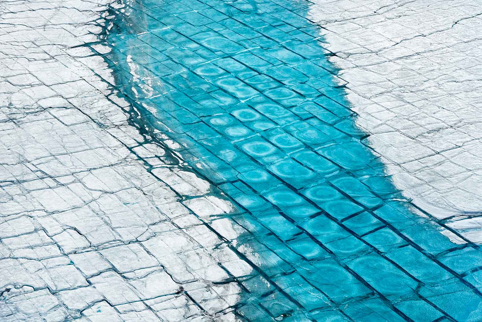 abstract view of ice sheet with meltwater