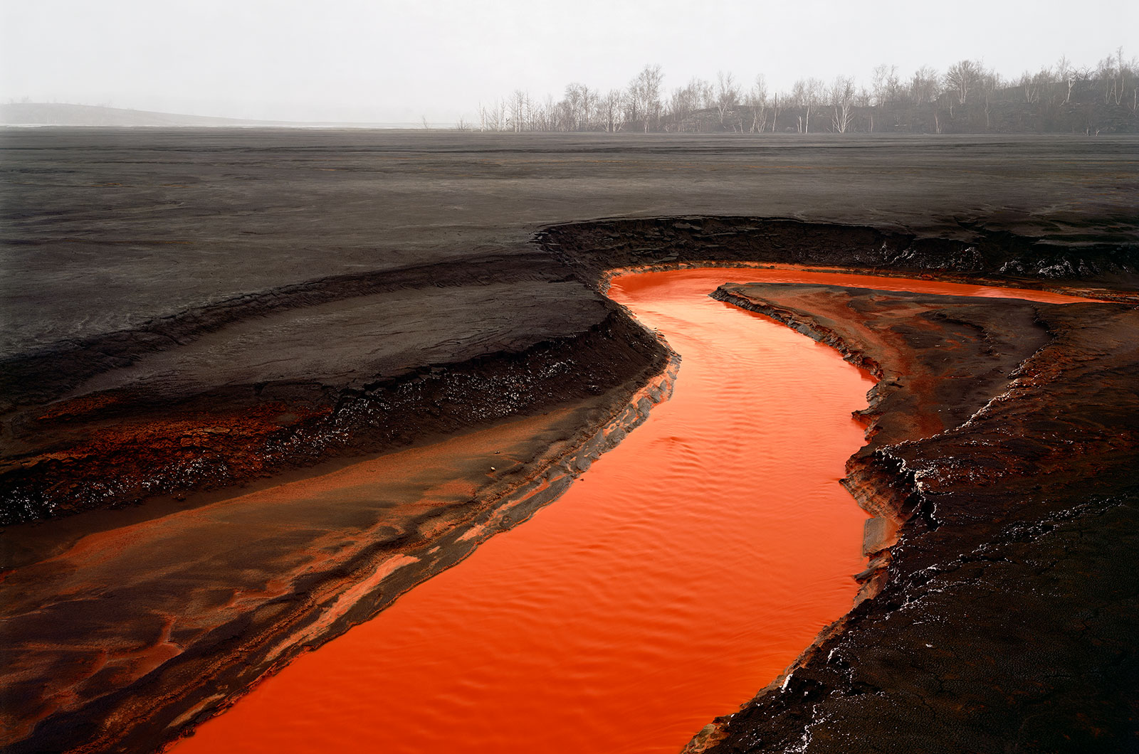 winding scarlet-colored water