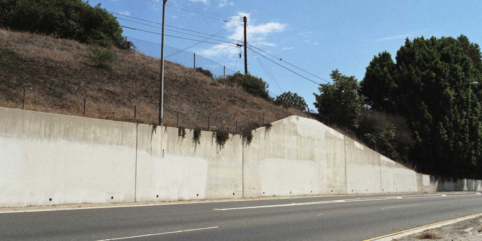 highway wall with sections removed