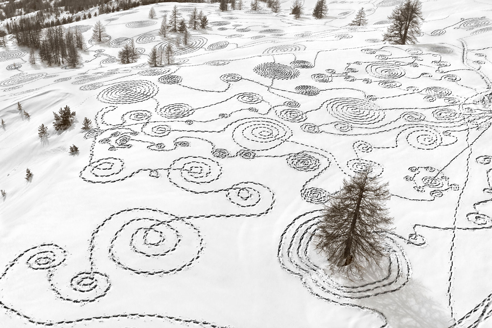 large scale snow drawing