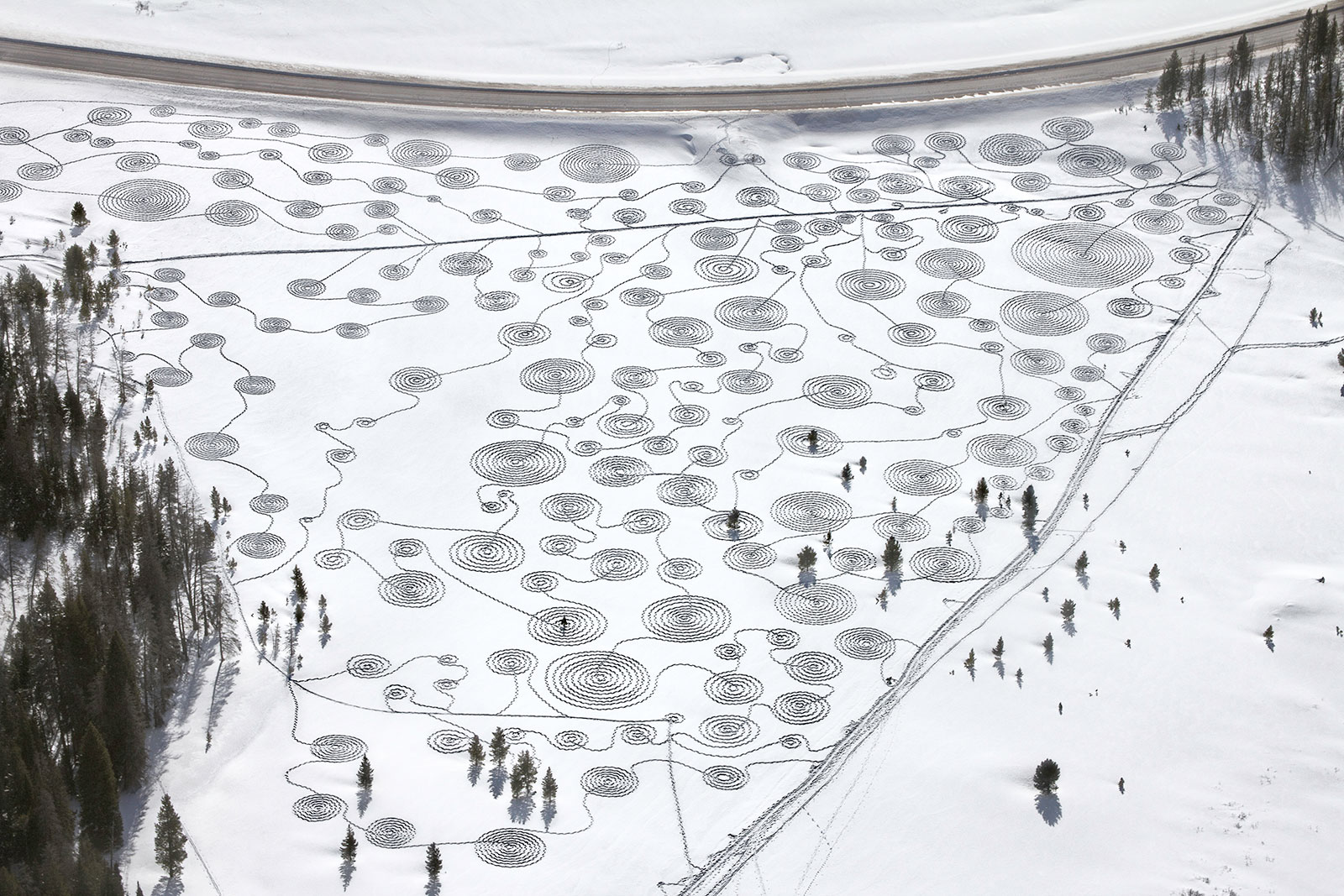 large scale snow drawing