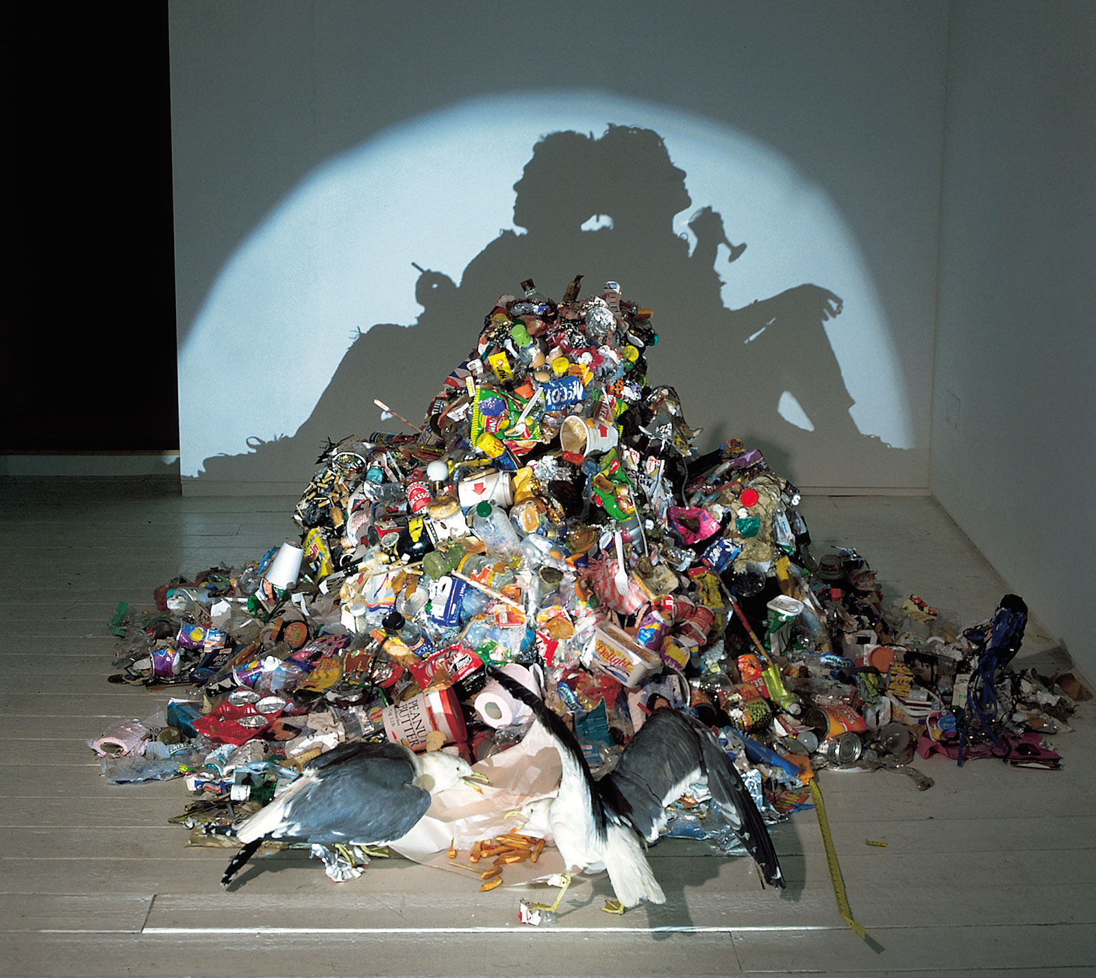 figurative shadow art from trash