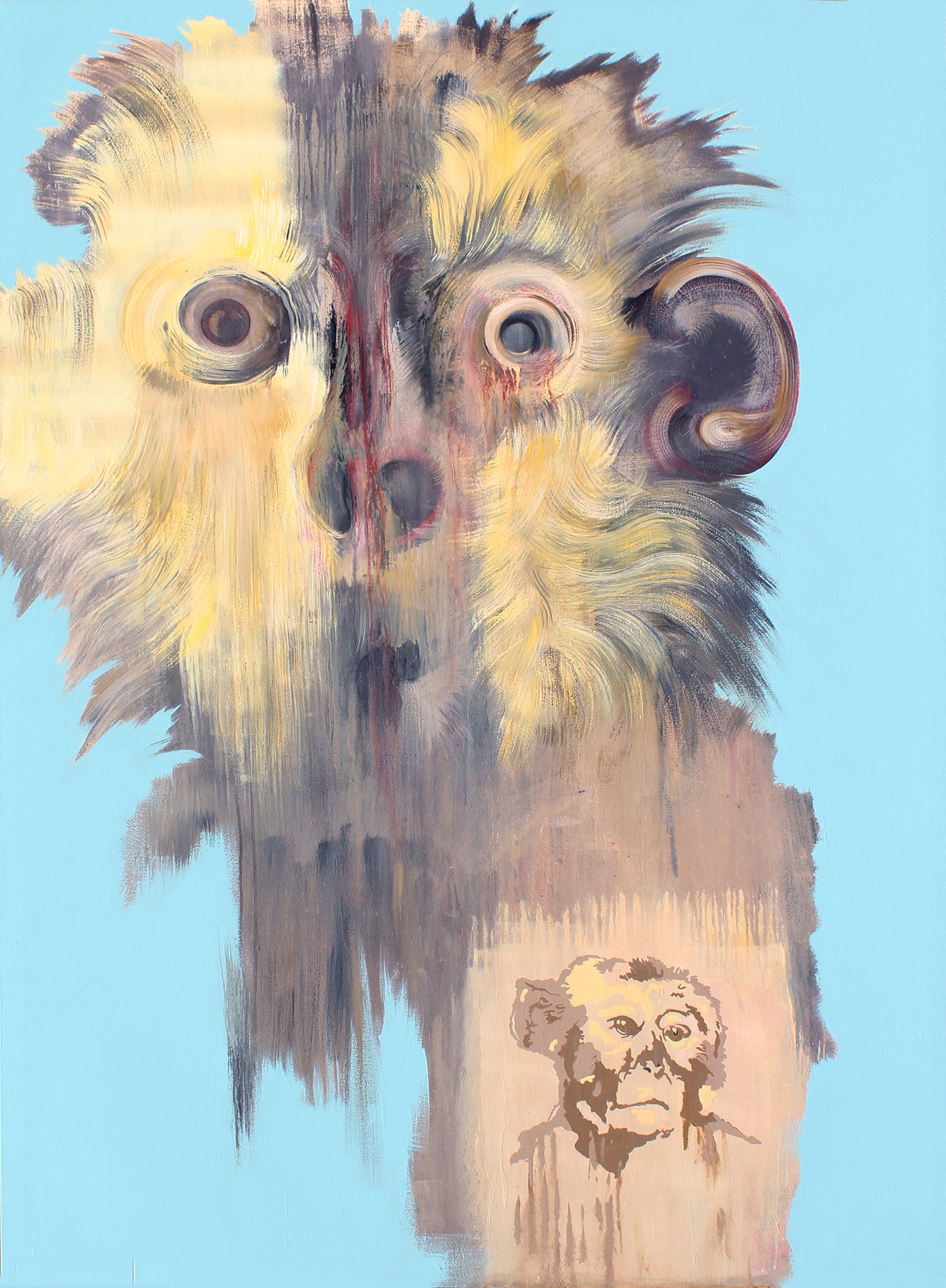 Painting of frightened monkey