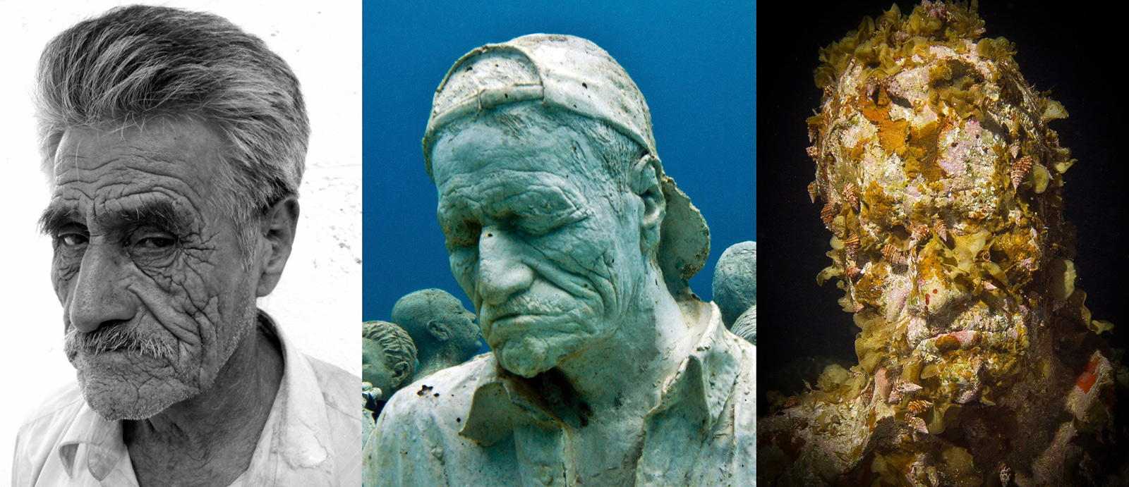 underwater sculpture of man
