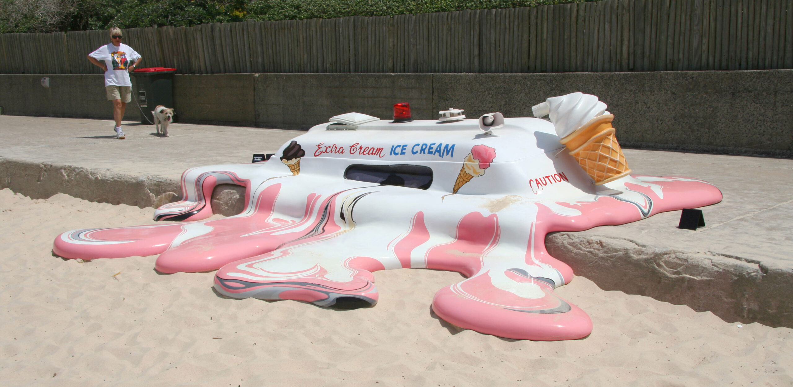 sculpture of melted ice cream truck